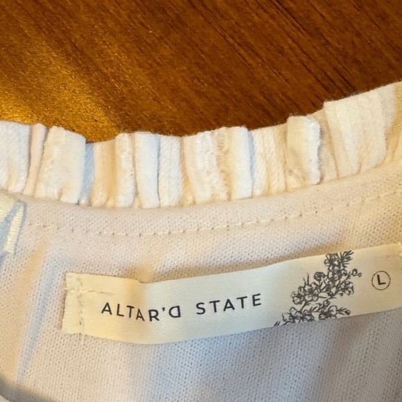Altar'd State Cream Ruffle Trim Top - Picture 2 of 3